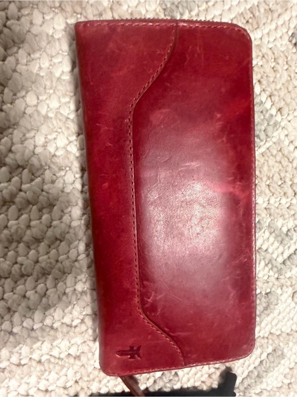 Frye Red Leather Zip-Around Wallet